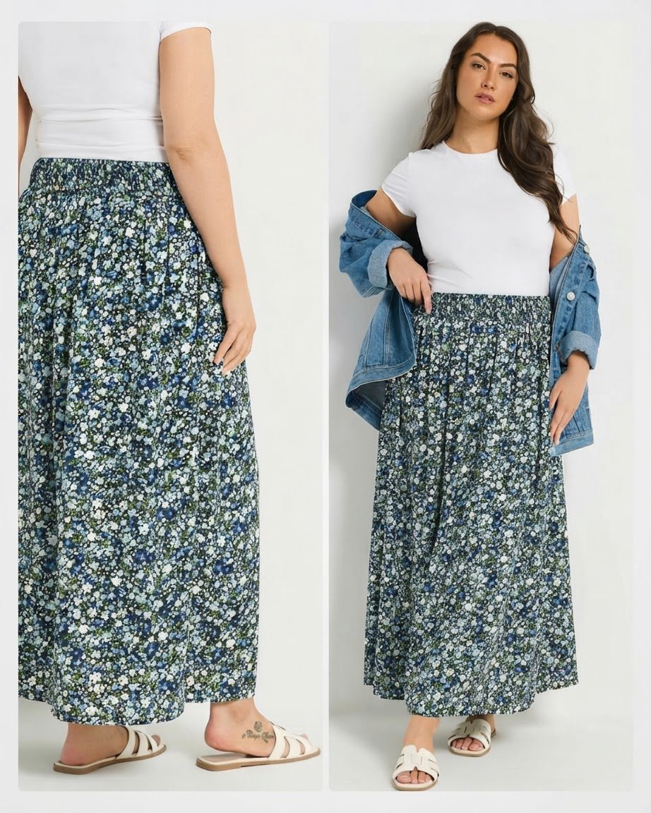 Superbe Jupe Cloche Maxi Avec Taille Smockée et Ceinturée NEUVE (j'ai baissé le prix)💝💖