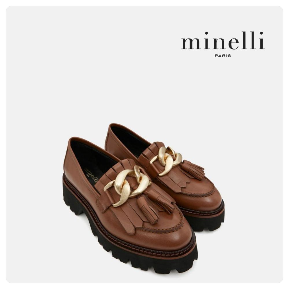 Sublimissimes Mocassins Plateforme Couleur COGNAC Modèle HYLLIA en CUIR de la Maison MINELLI Paris Flambants NEUFS 💖💝 (j'ai baissé le prix)