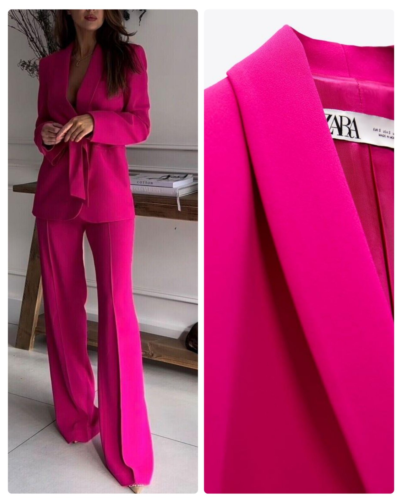 Sublimissime Veste FUSHIA PINK Col Smoking Ceinturée Hyper Glamour NEUVE 💖💝