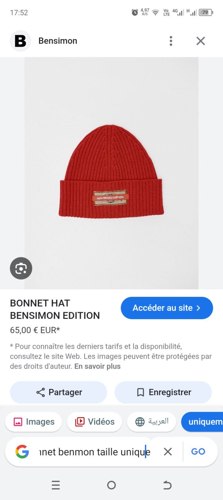 Bonnet bensimon (95%wool& 5%cashmere) 