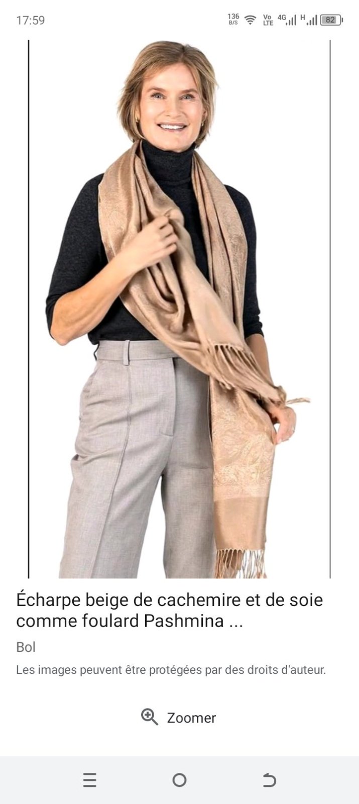 Sublime Pashmina  marron :cashmere et soie