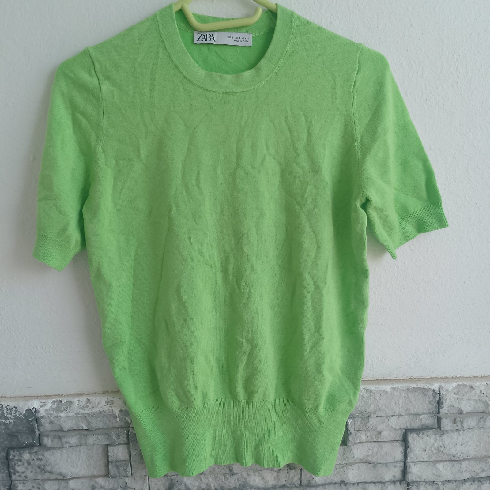 Zara pull demi manche vert pastel