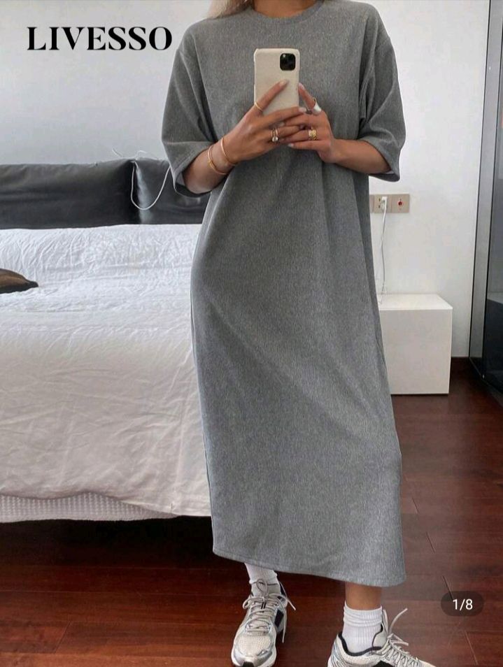 Robe longue gris