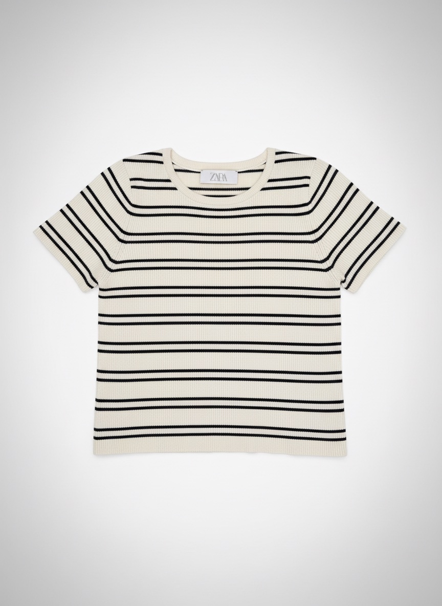Top Zara blanc et bleu 
