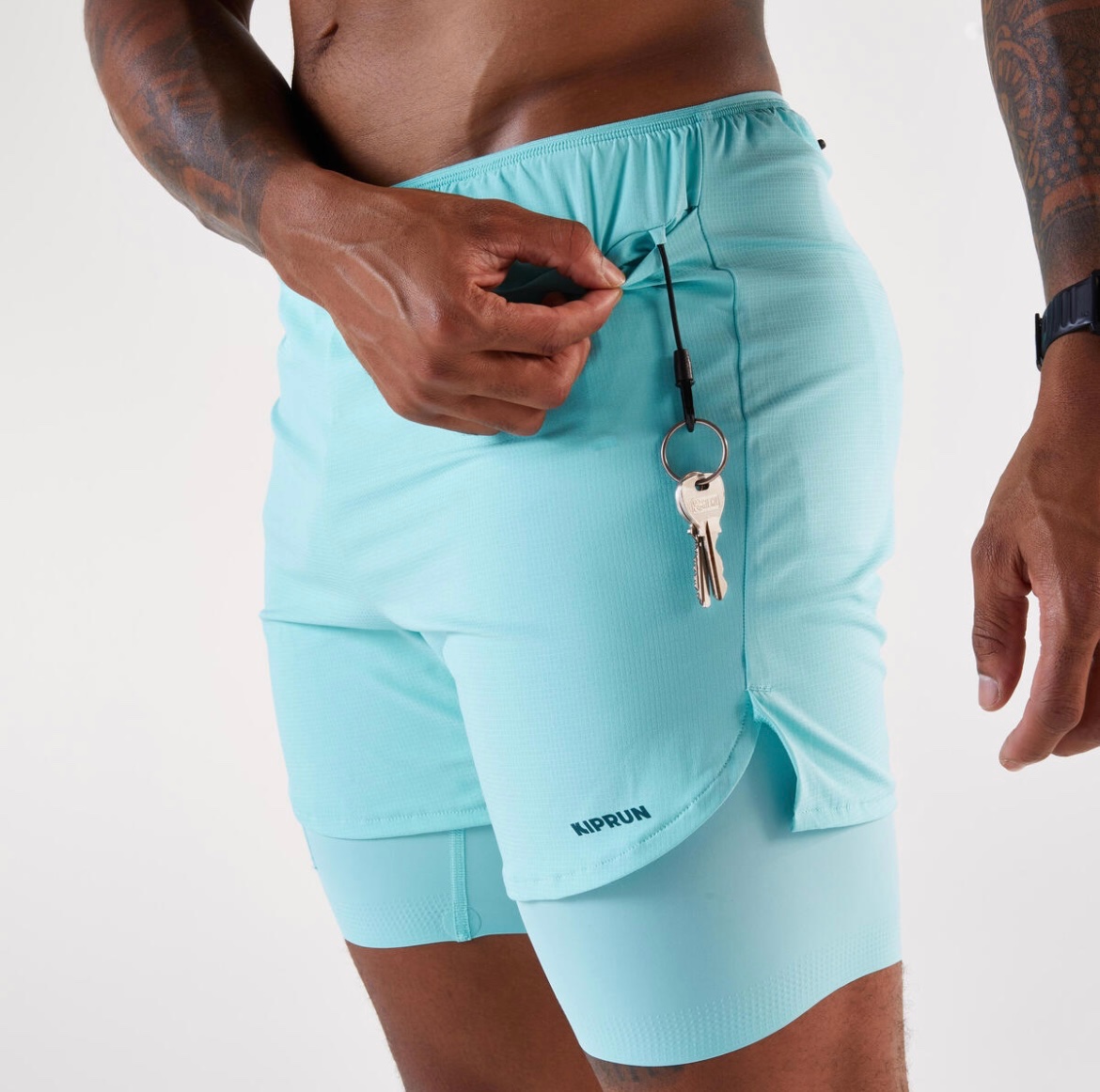 Short de running 2 en 1 KIPRUN RUN 500 CONFORT – Bleu