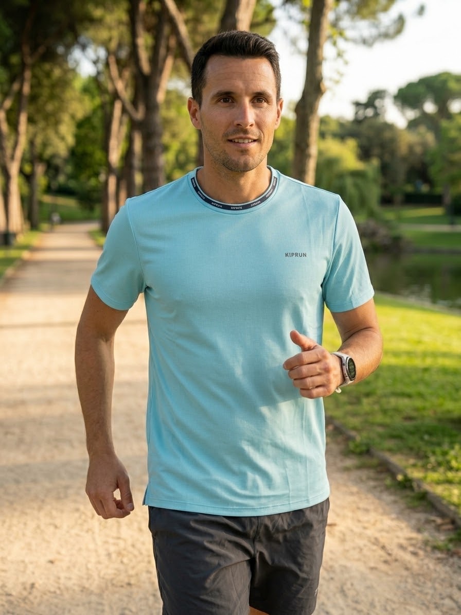 T-shirt de running homme KIPRUN RUN 500 GRAPH – Bleu