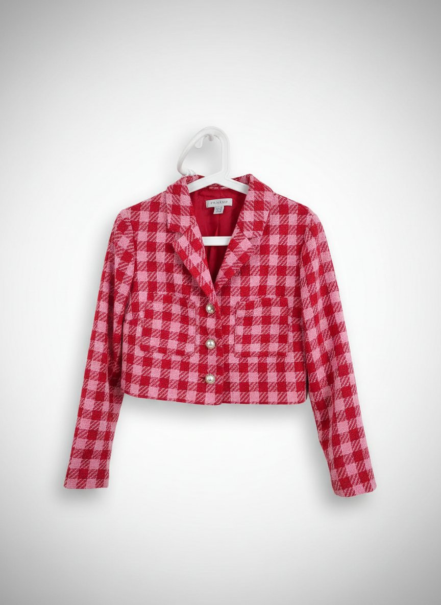 🌸 Blazer Cropped Tweed - Primark (Style Vichy Rose & Rouge)