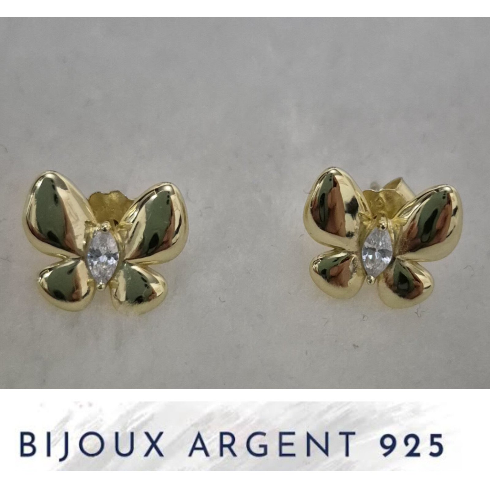 Boucle d'oreille argent 925 trempé en or