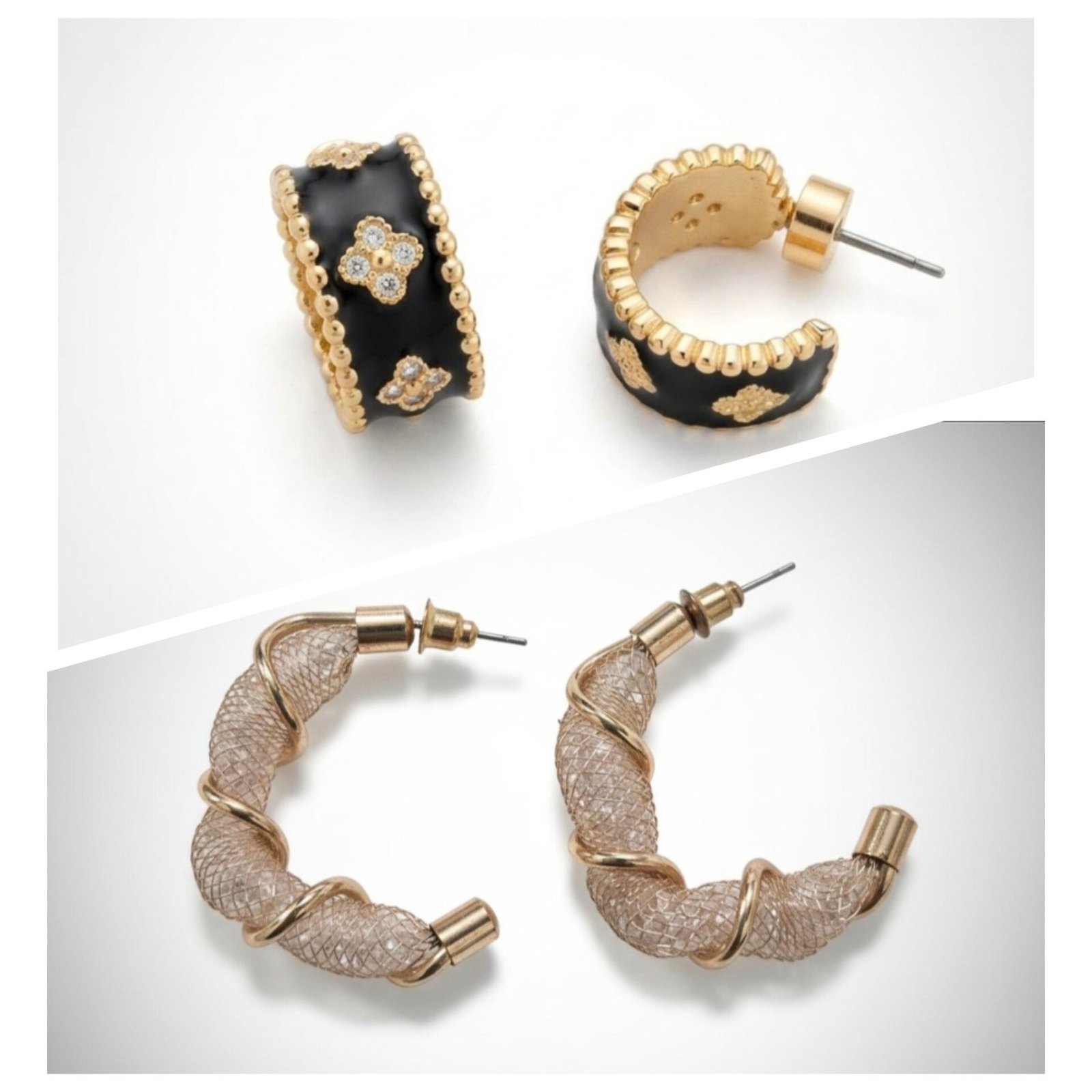 Lot de 2 paires de boucles d'oreilles 