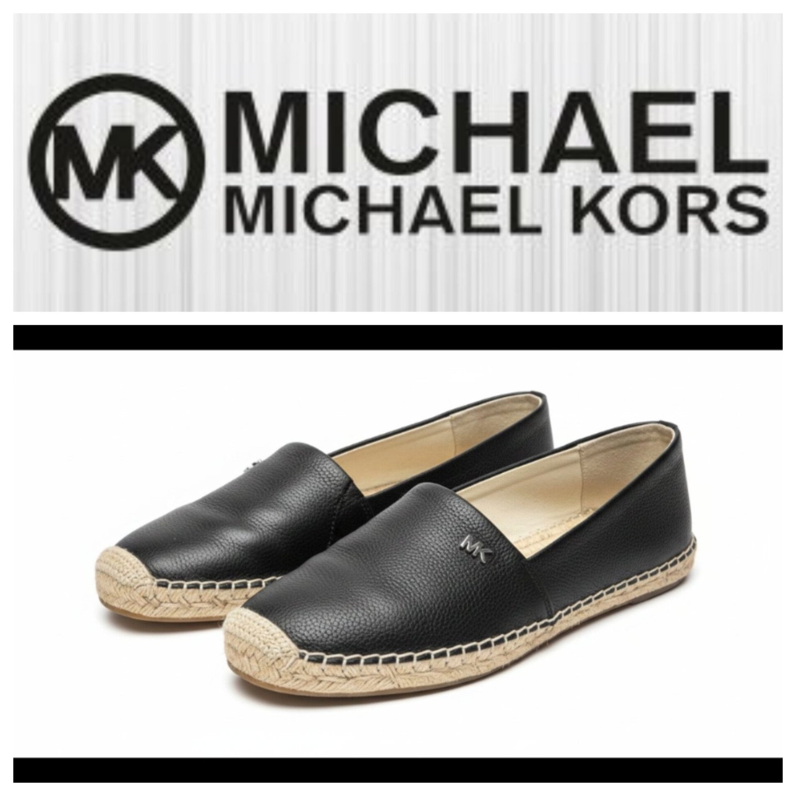 Espadrille slip-on en cuir noir Michael Kors