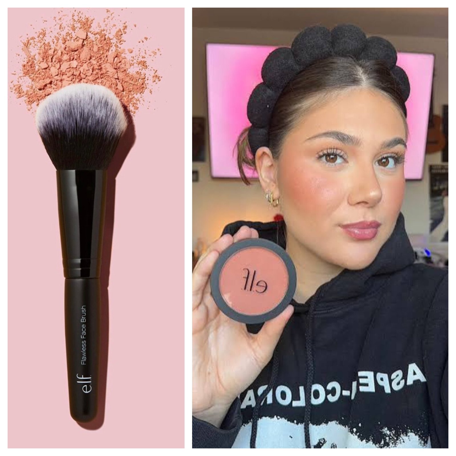 Pinceau e.l.f + blush Always Rosy e.l.f