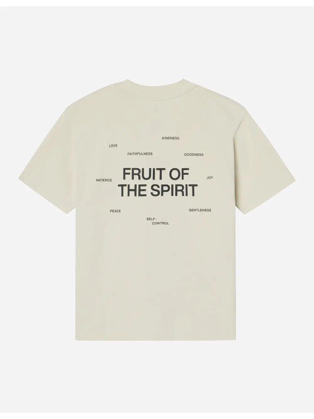 Elevated Faith Birch colored "Fruit of the Spirit" unisex tee made from 100% cotton