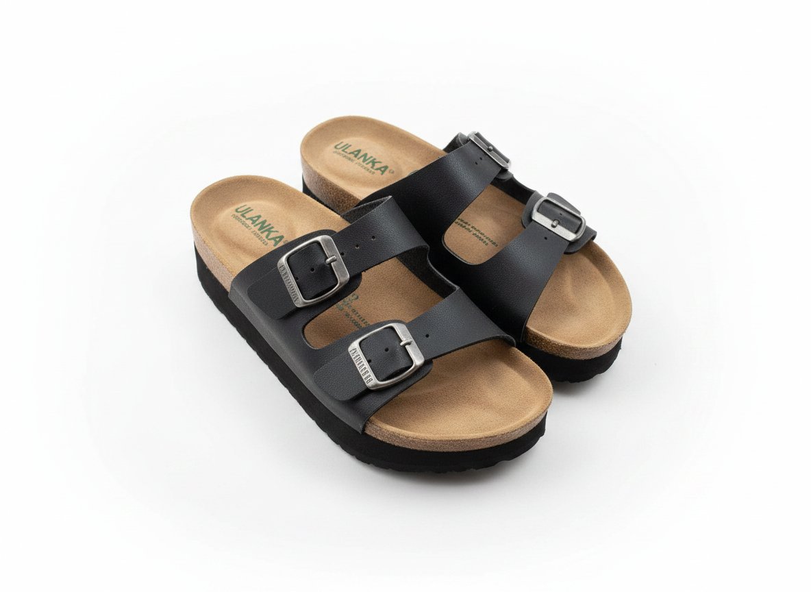 Sandales noires ergonomiques ULANKA – Style Birkenstock