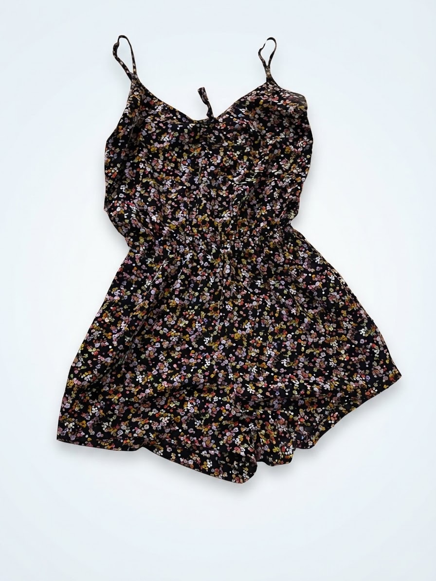  Combishort noire à imprimé floral