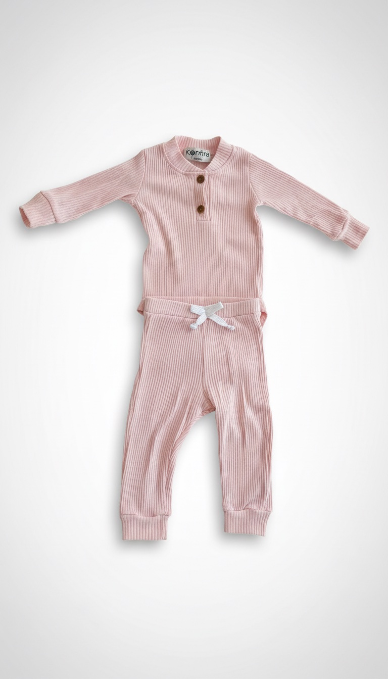 Tenue en rose bebe pour fille 3-6mois de la marque Konfita en trés bon état