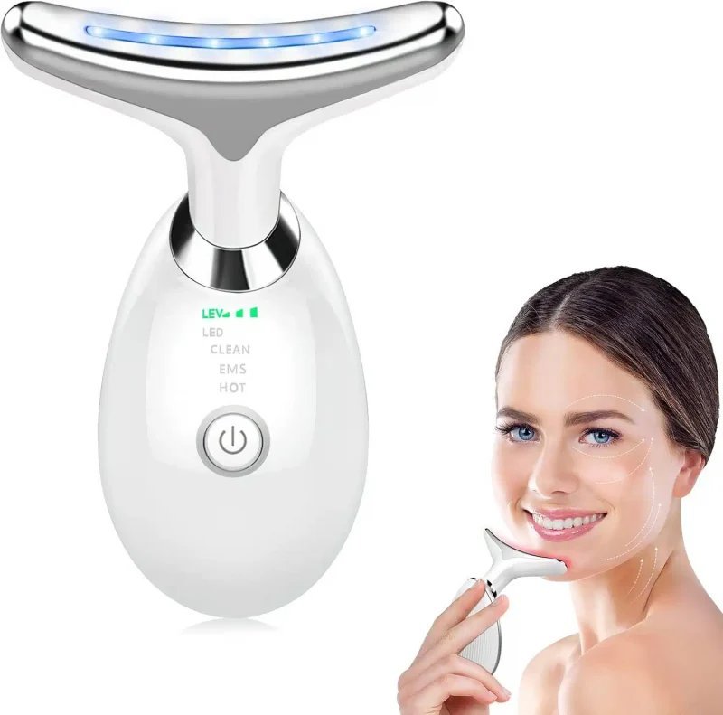 Appareil Anti Rides Visage, 7 Couleurs de Massage Visage,3 Modes cou Raffermissement du Visage