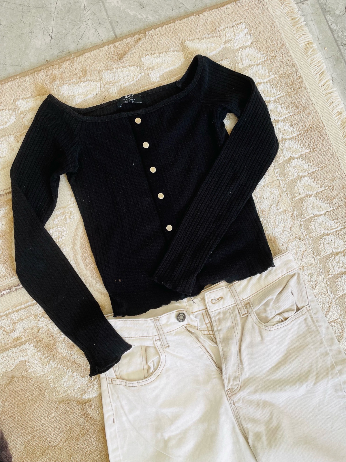 Pull noir xs pantalon boyfriend 36