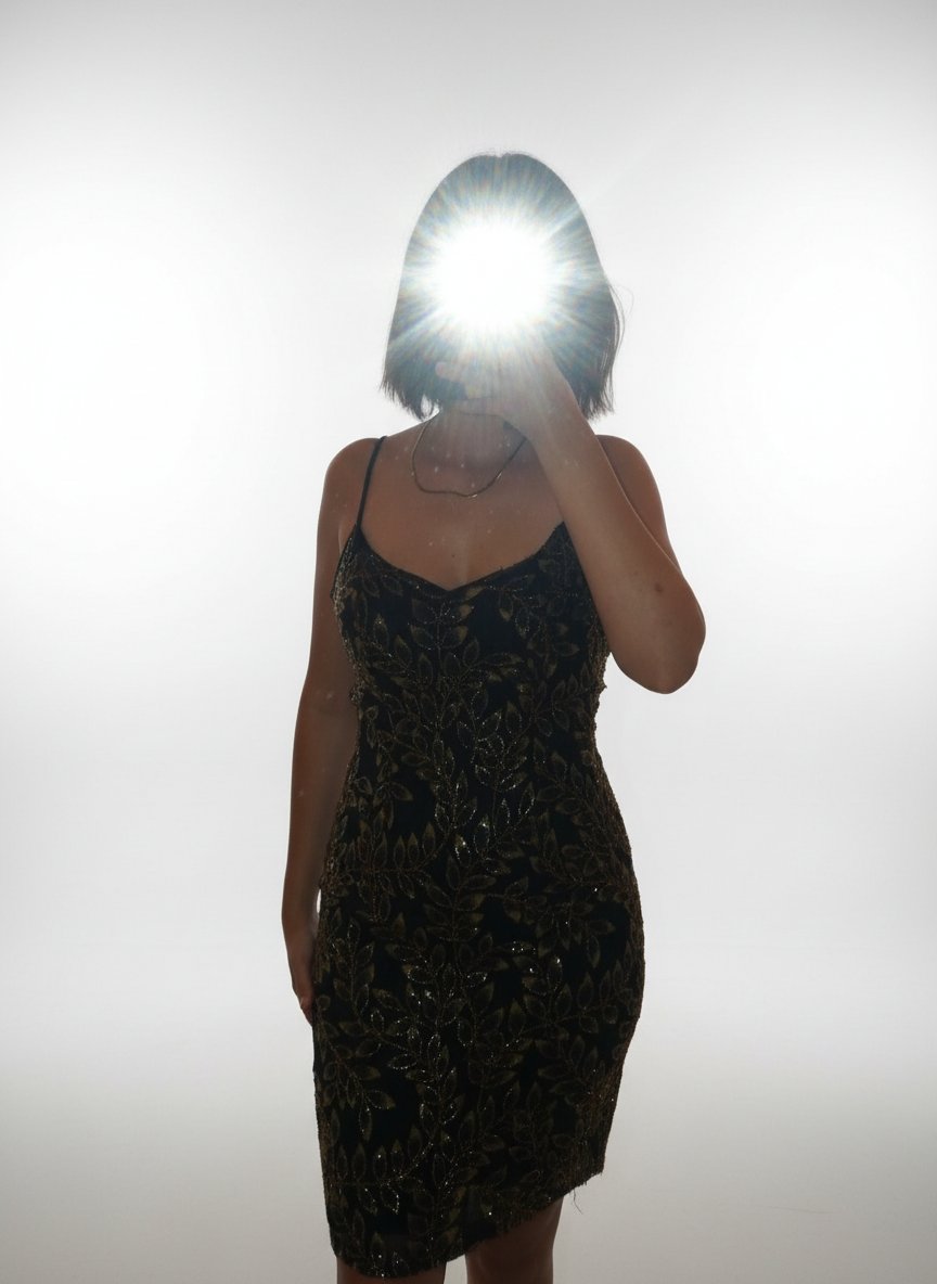 Robe brodé en noir et en jaune avec une broderie en doré 