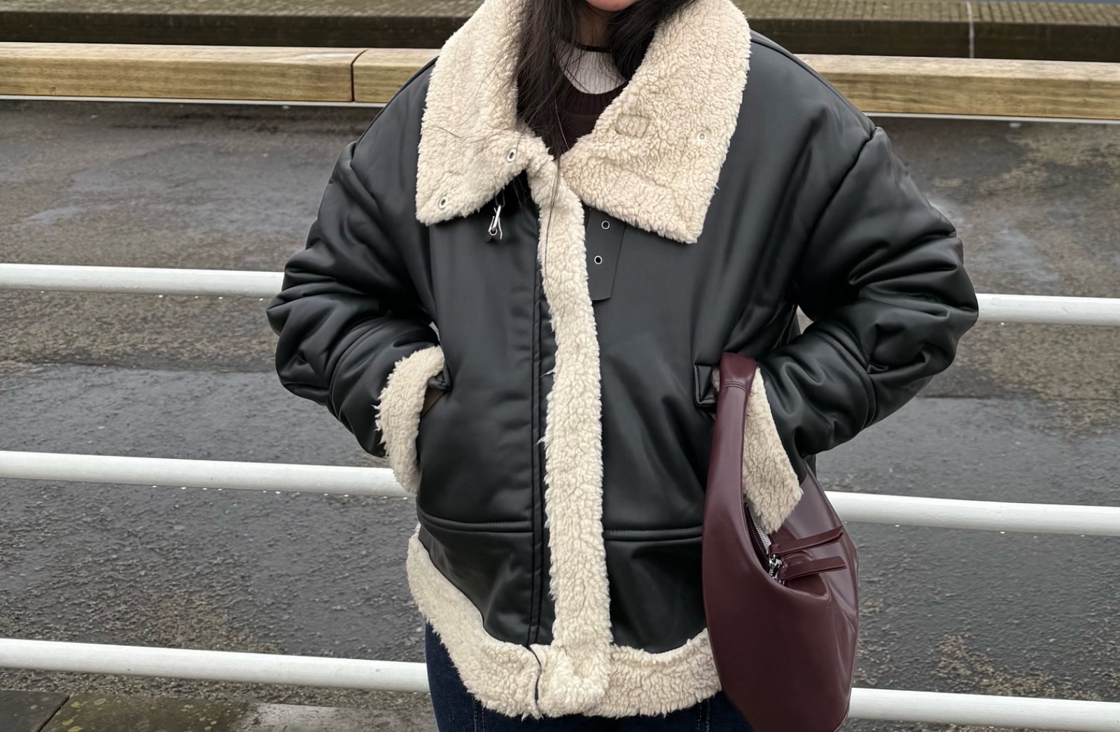 Manteau style aviateur / shearling 🖤