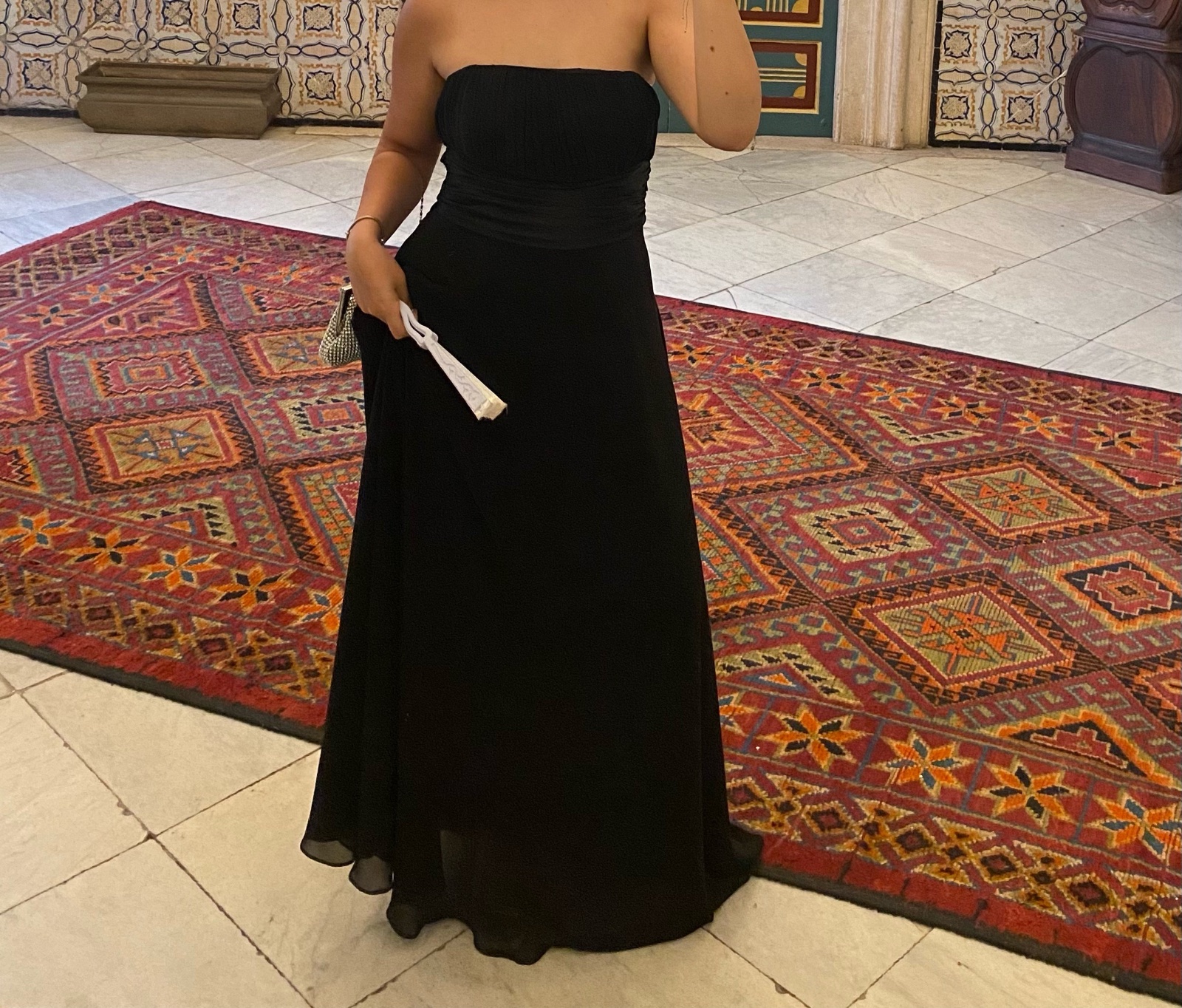 Robe de soirée noire longue bustier 
