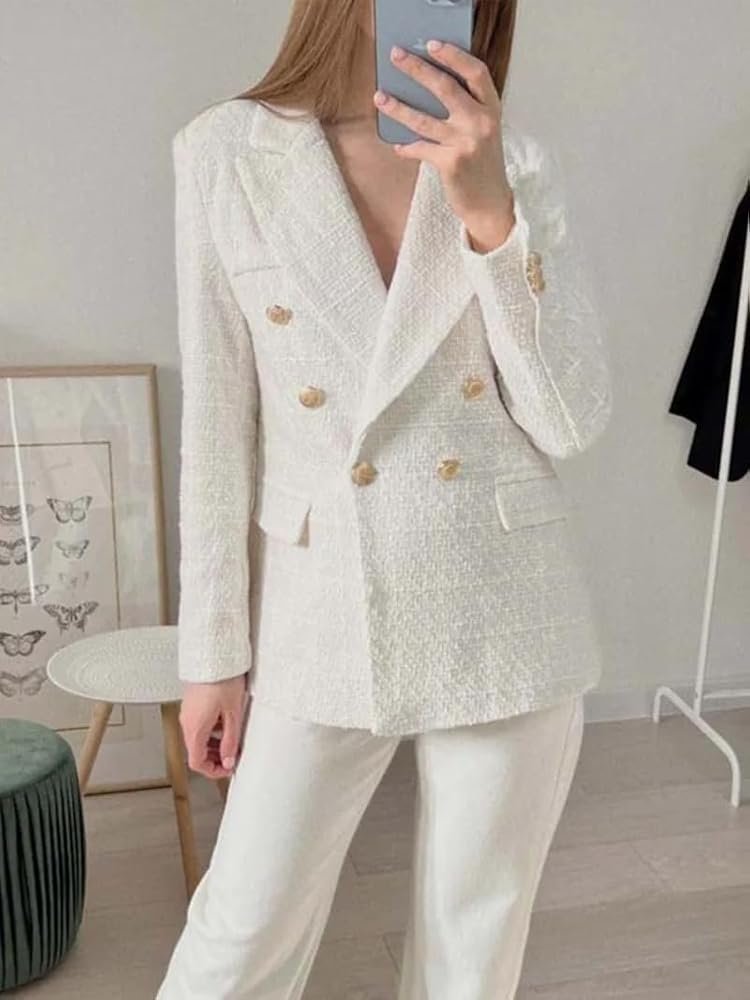Blazer en Tweed Blanc - Neuf avec Étiquette