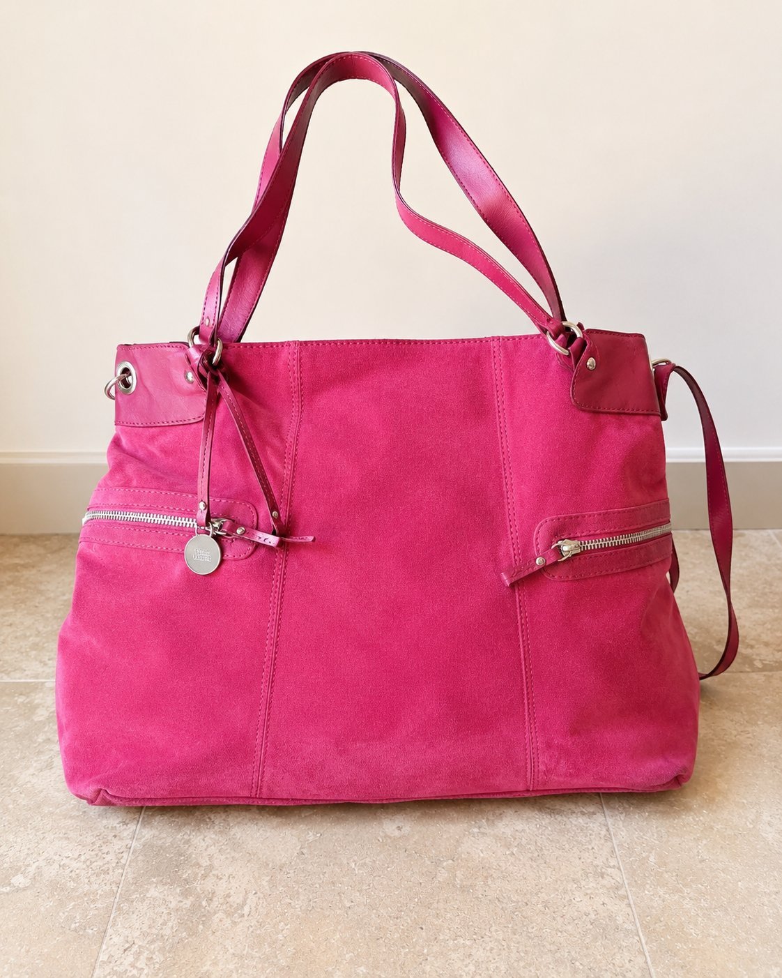 Sac à main daim rose fuchsia