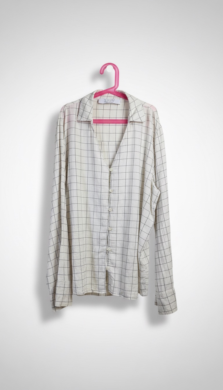 Chemise Primark blanche à carreaux noirs