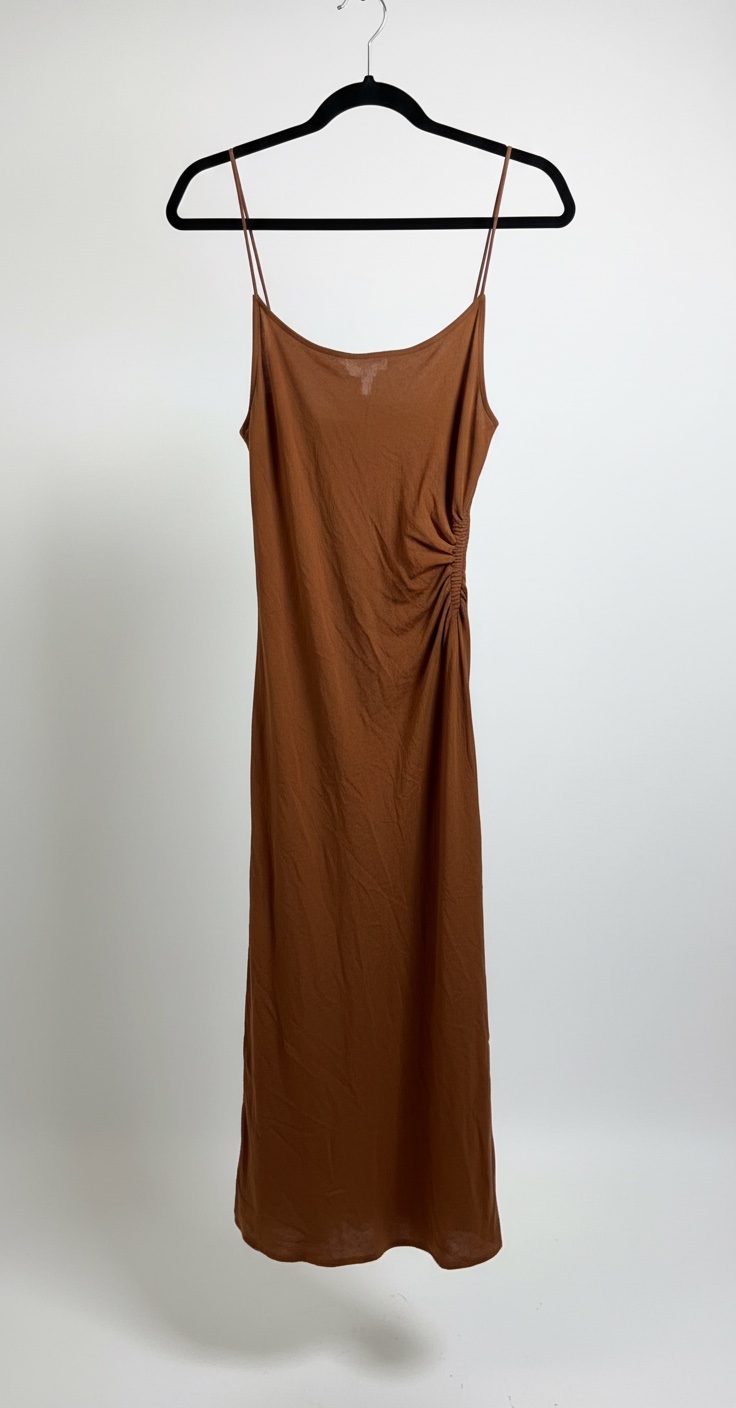 Robe mi-longue marron 