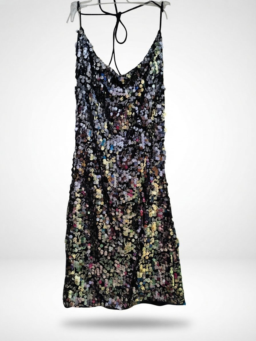 Robe mini dos nu en sequins 