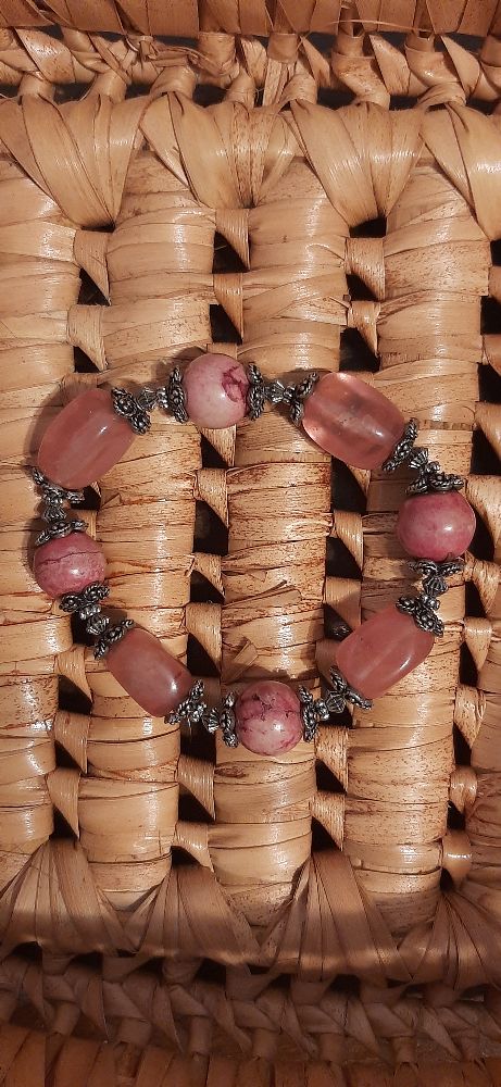 Bracelet en rhodonite et quartz cerise 