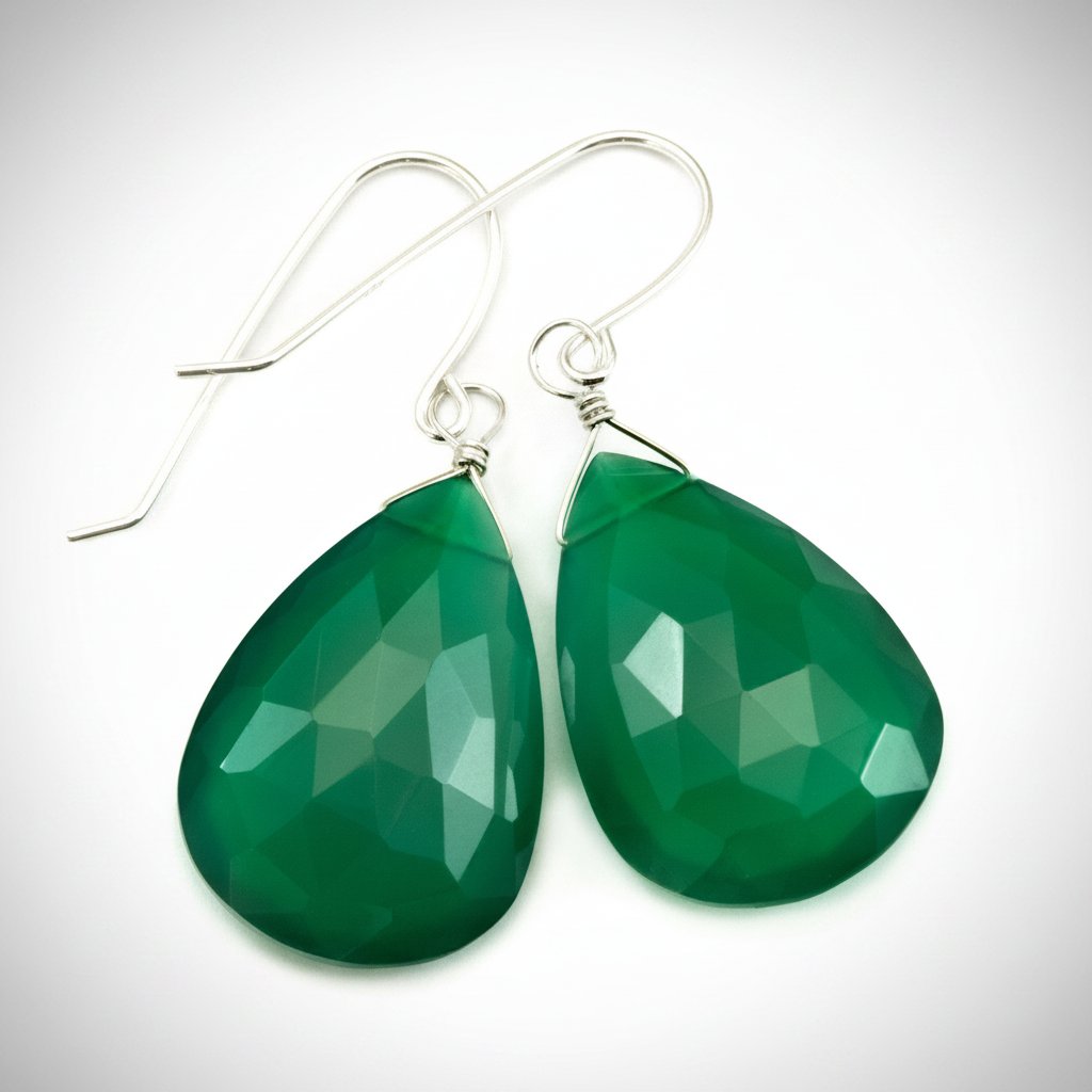 Boucles d'oreilles en jaspe vert