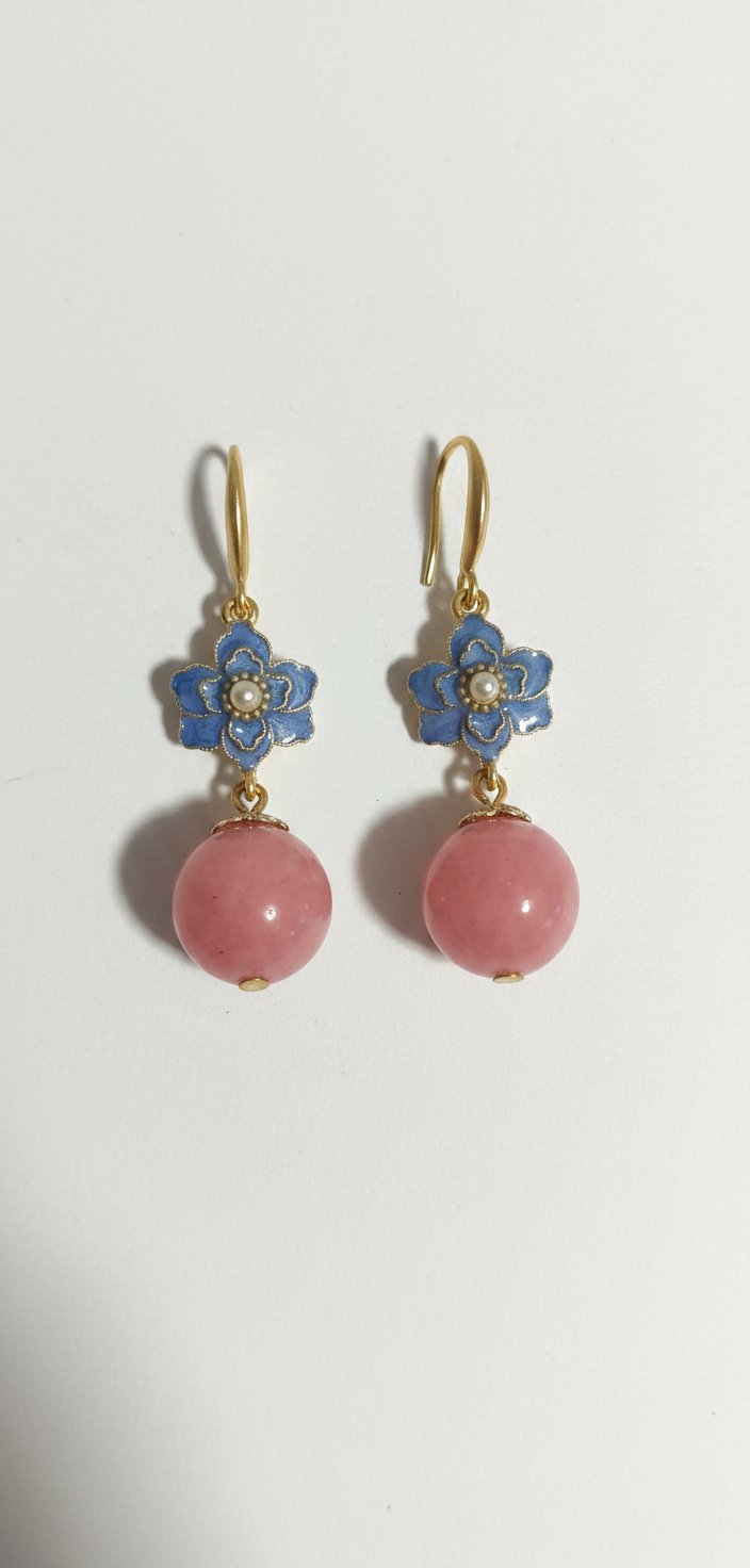 Boucles d'oreilles en rhodonite