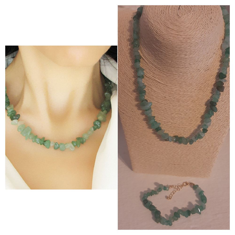 Collier et bracelet en aventurine