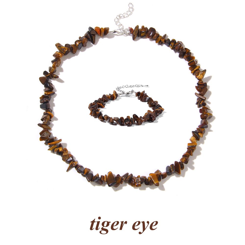 Collier et bracelet chips d'oeil de tigre