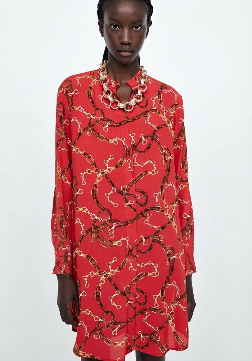 Robe-chemise mini rouge de la marque Zara