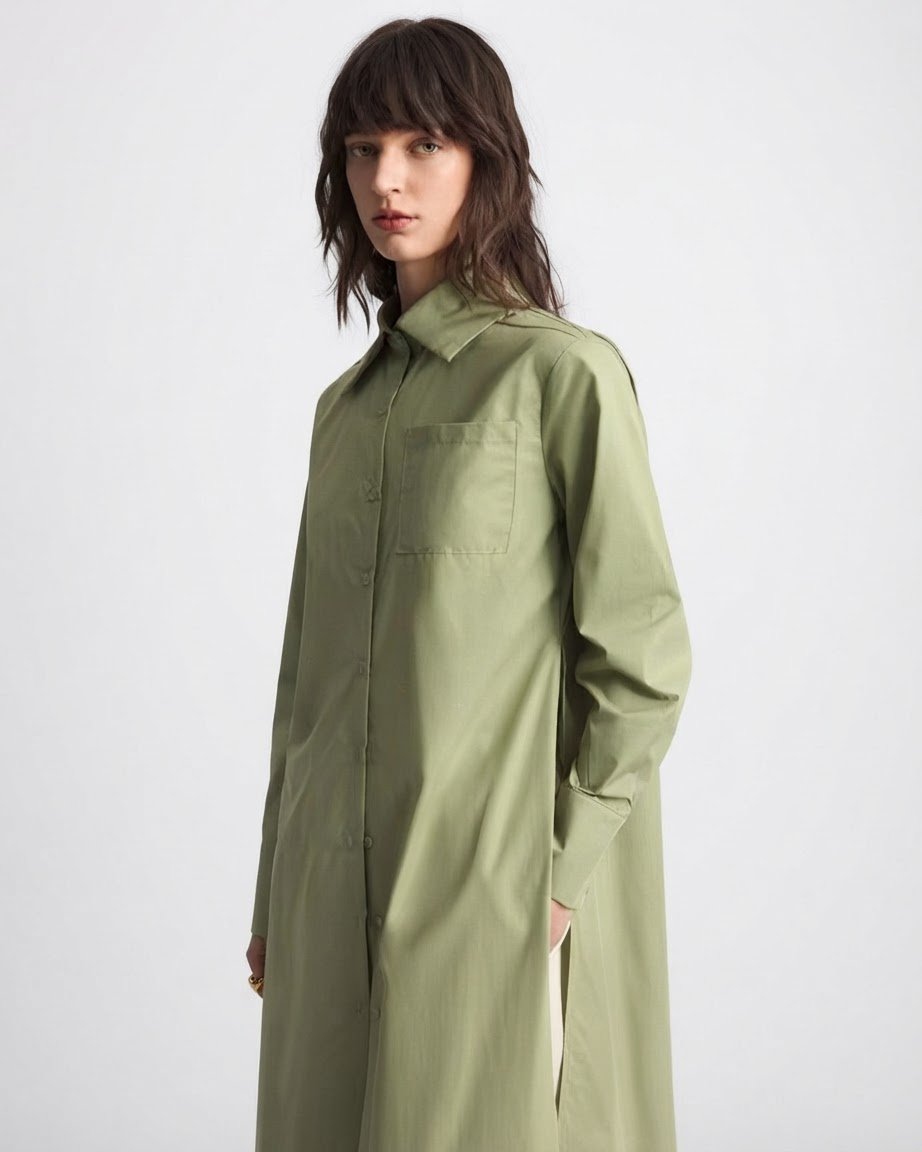 Robe chemise vert olive