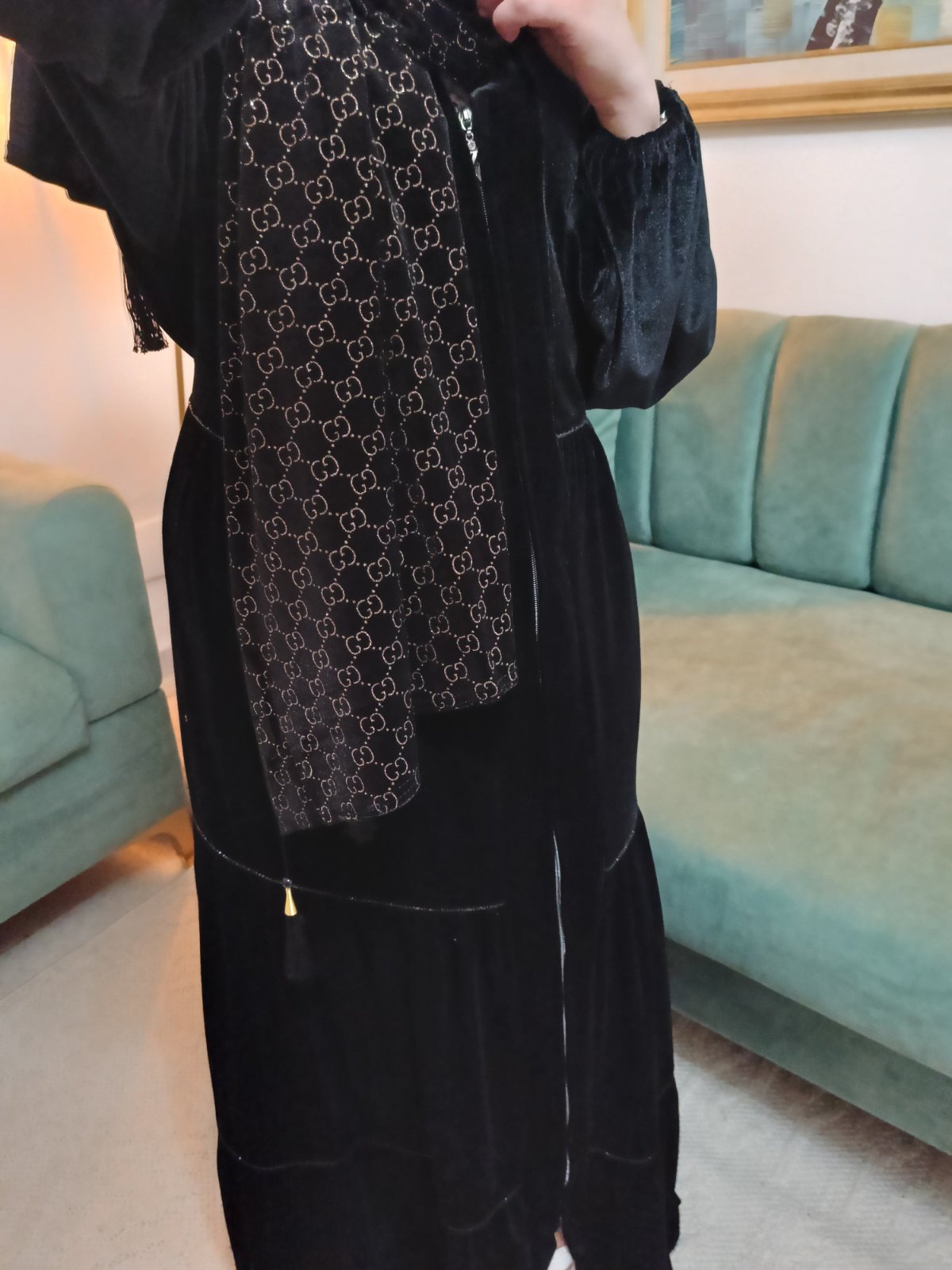 Jelbeb en velours noir aves Strass 