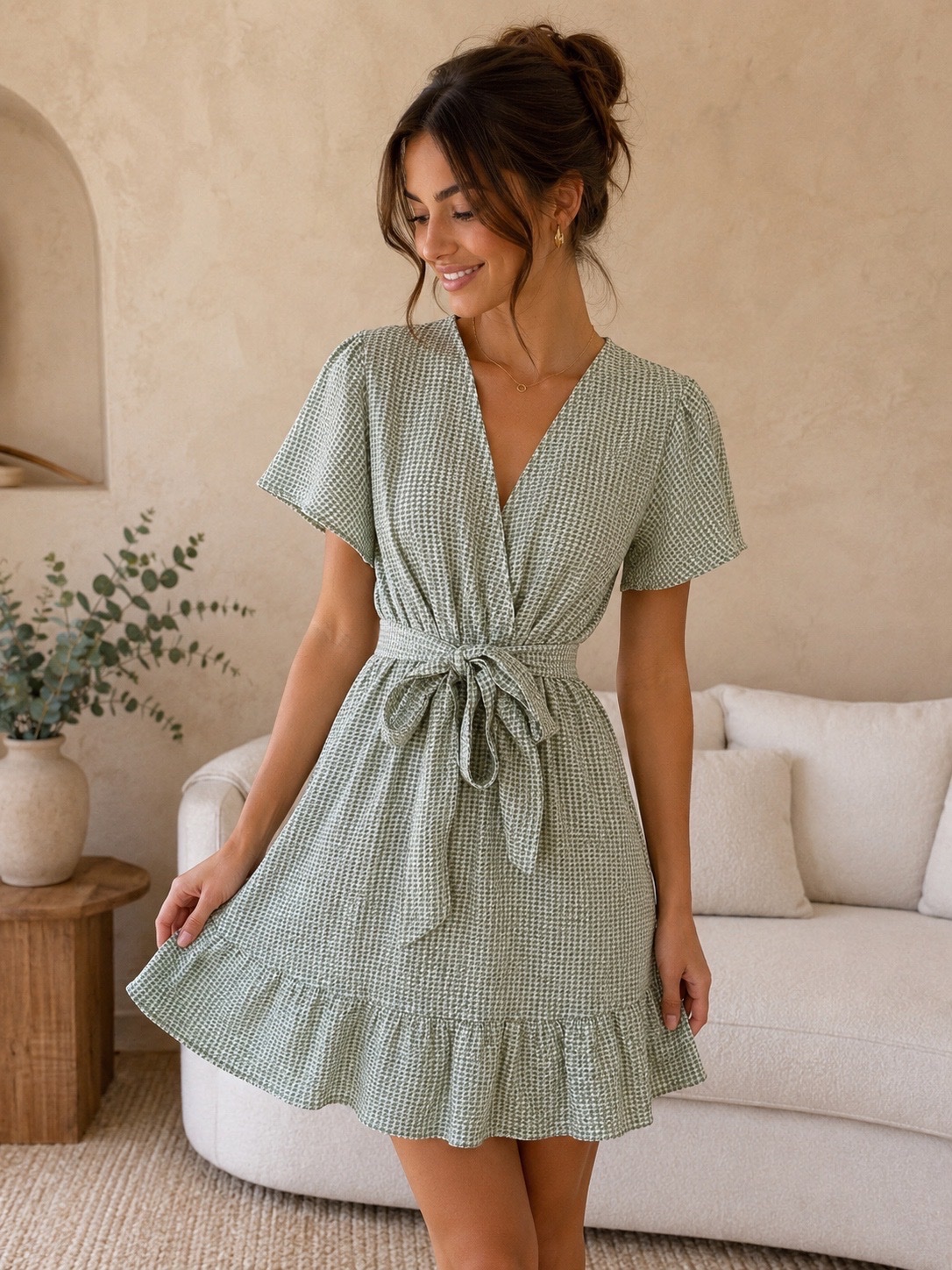 Robe imprimé pieds de poule 