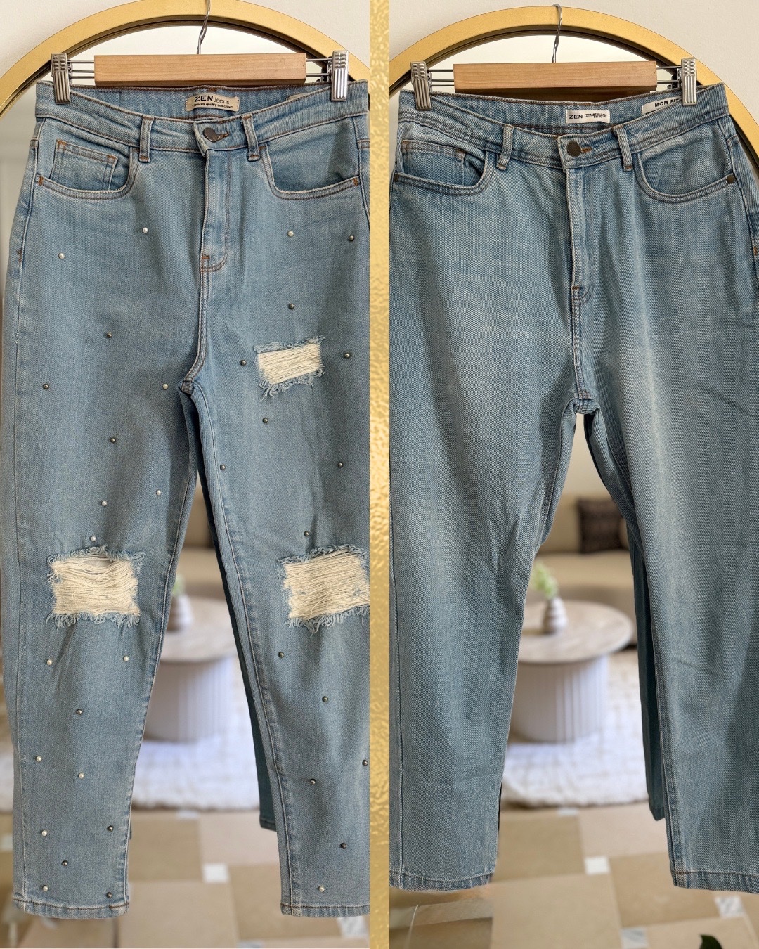 Lot 2 jean mom (taille haute)