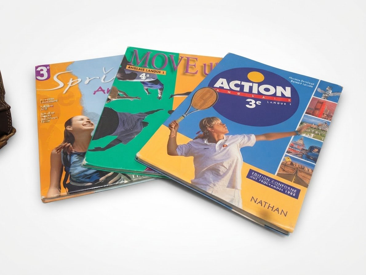 Lot de 3 livres scolaires d'anglais 3eme et 4eme année système français (8eme/9eme année en tunisie)
