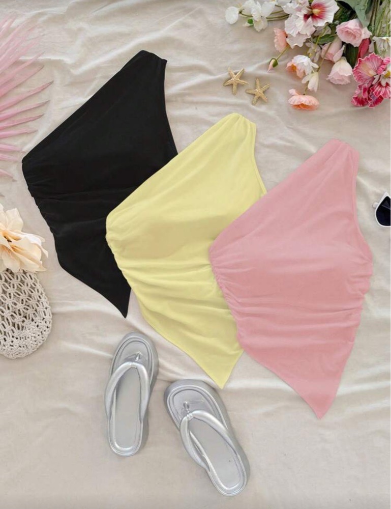 Soleia Top sans manches asymétrique unicolore pour femmes en vacances