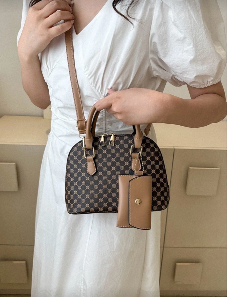Ensemble de 2 sacs à main de décoration de nœuds à la mode, de couleur unie avec motif géométrique, petits points polka, décoration de foulard, sac bandoulière carré pour femmes, sac à main de style ancien