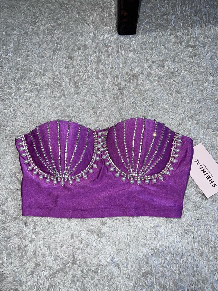 SHEIN BAE Haut Sans Bretelles À Décor De Strass Pour Femmes