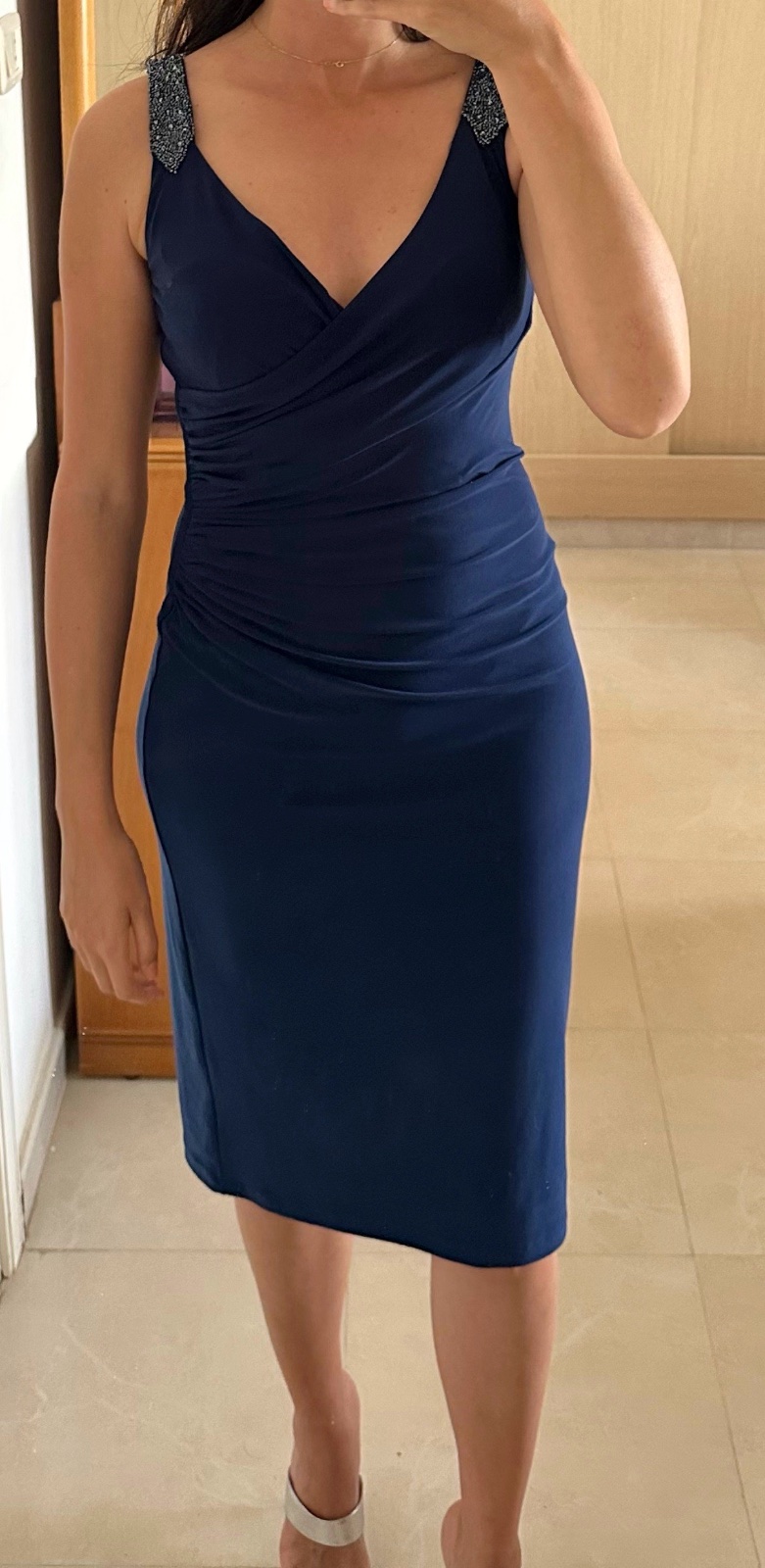 Robe Ralph Lauren midi bleu marine drapée