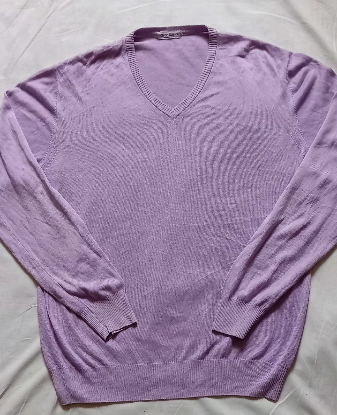 PULL à Col V Gran Sasso Made in Italy 100% Coton Taille 52 (XL)- très bon état 