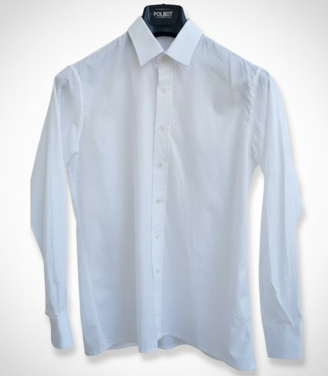 Chemise de cérémonie Ingram Blanche Texturée - Made In Italy -  100% Coton  - Taille 40 (15 3/4) - Très Bon État 