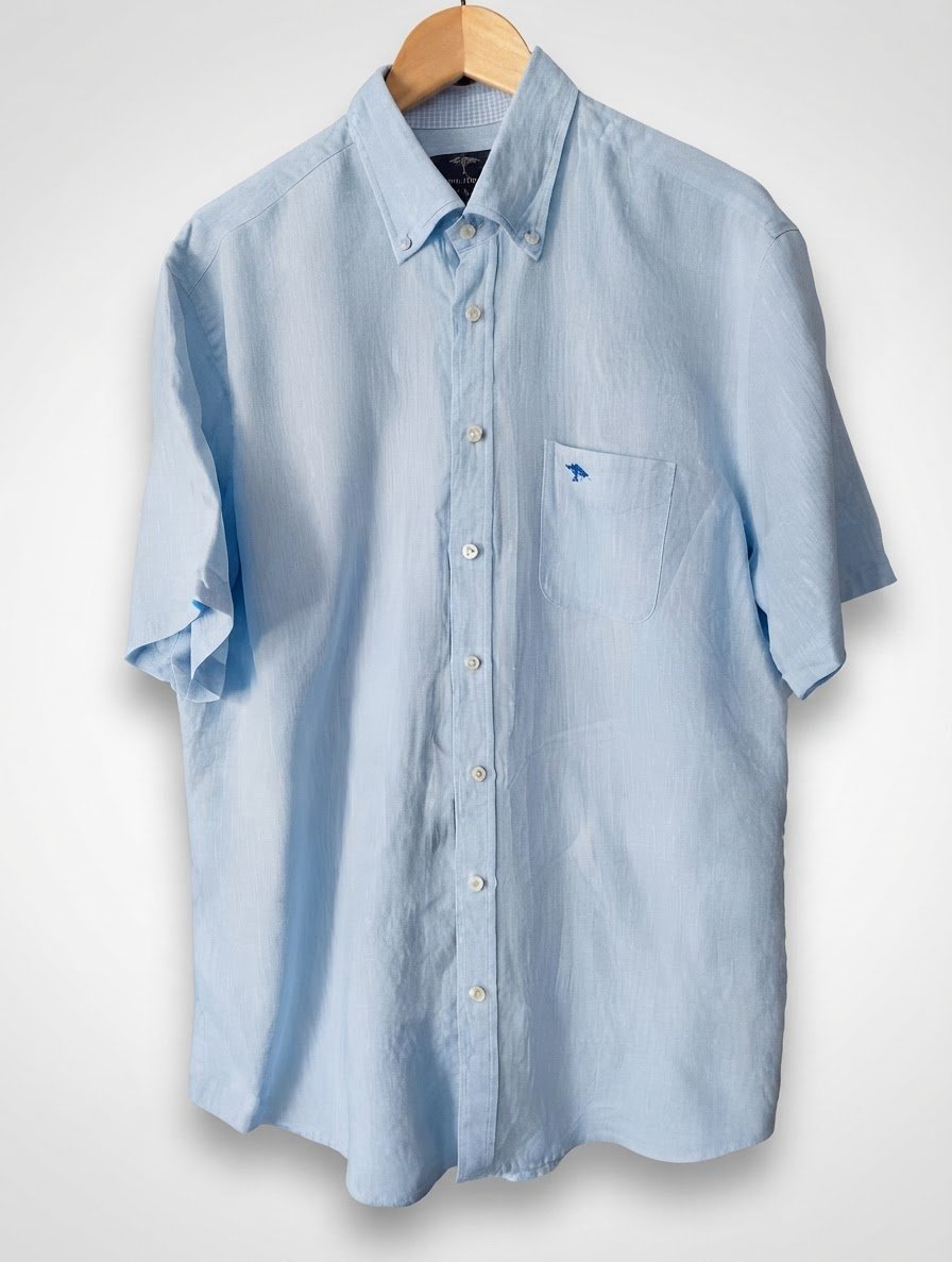 Chemise FYNCH HATTON 100% Lin - Bleu ciel Chiné - Taille L(41/42)  