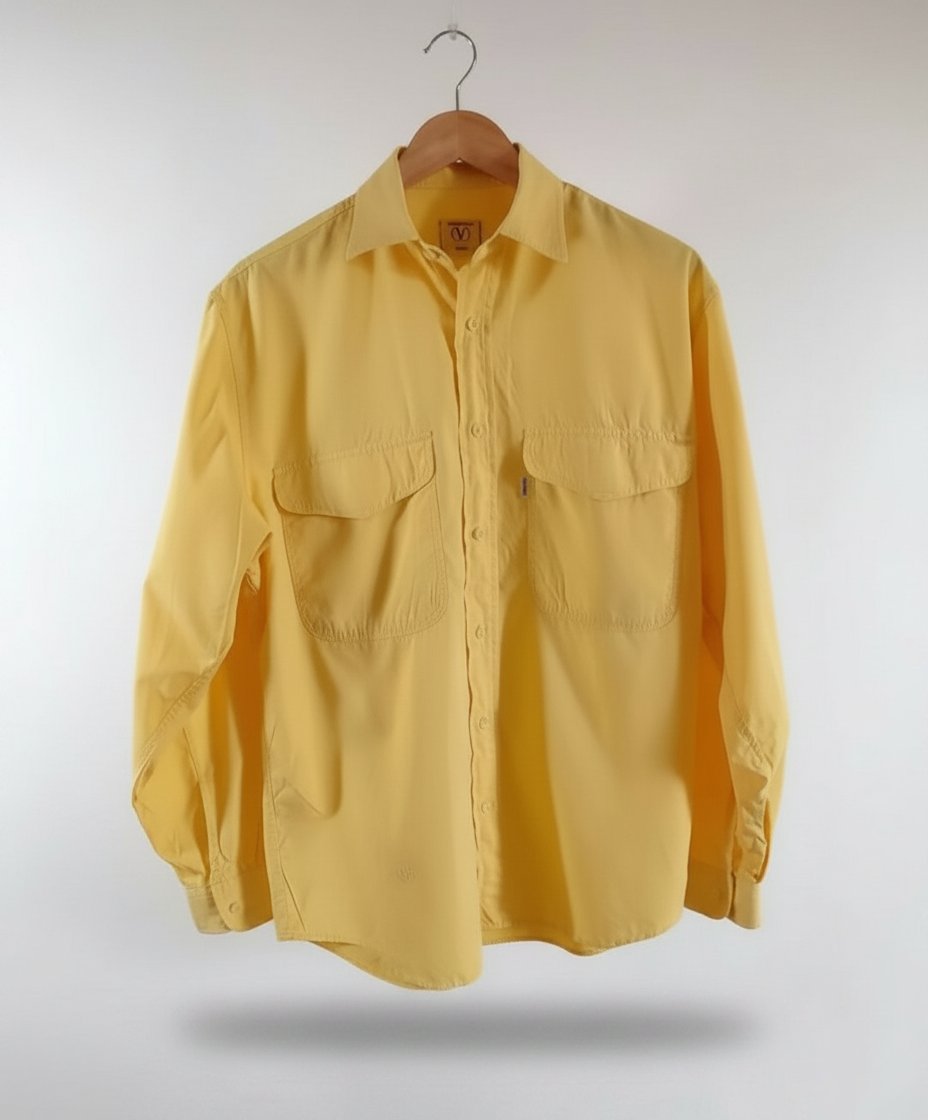 Chemise Valentino - Jaune - Taille 39 - Fabriqué En Italy - 100% Coton 