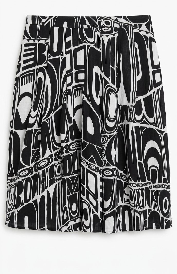 Jupe Plissée MARELLA (groupe Max Mara) - 100% Lin - Motif Géométrique Chic - Noir et Blanc - Taille 40