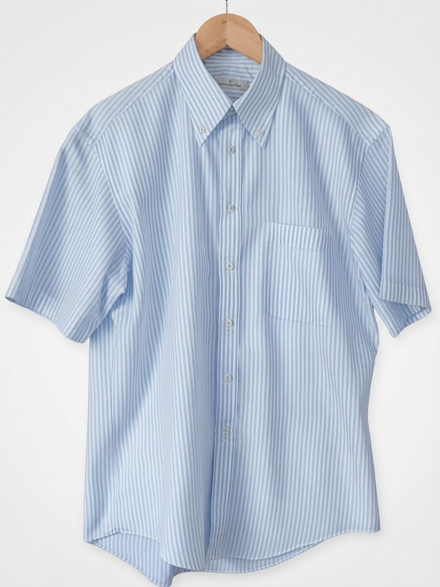 Chemise Monches Courtes Ermenegildo Zegna - Rayée Bleu et Blanc - Taille 42 (16½) - Éxellent État 
